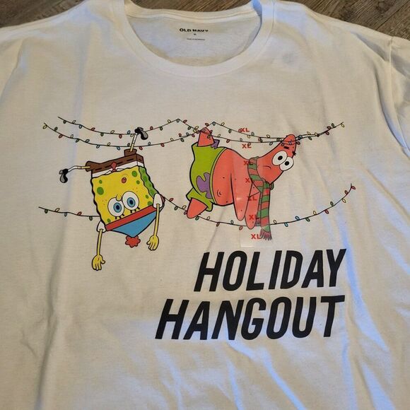 New Old Navy SpongeBob SquarePants Holiday Hangout Graphic Tee Shirt Mens XL - Picture 2 of 6